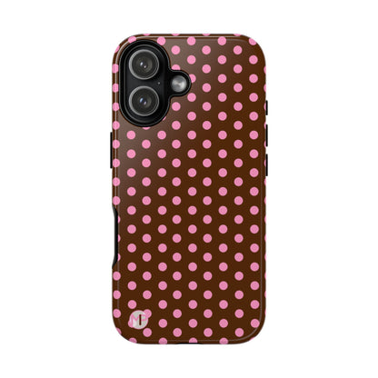 Polka Dot Tough Case — Brown with Pink Dots Phone Case