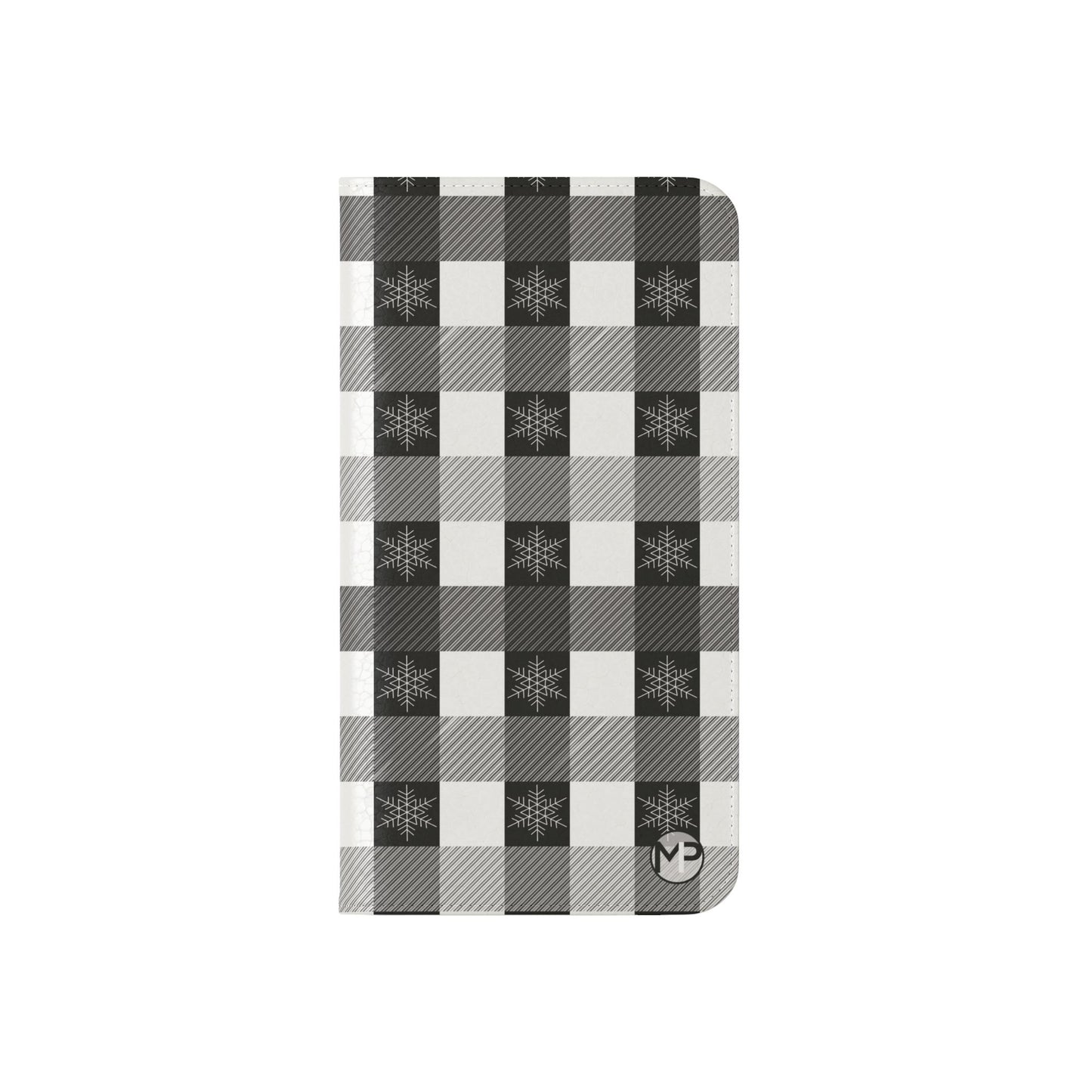 Black Buffalo Check Flip Phone Case — Plaid Wallet Flip Case with Card Slots