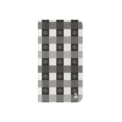 Black Buffalo Check Flip Phone Case — Plaid Wallet Flip Case with Card Slots