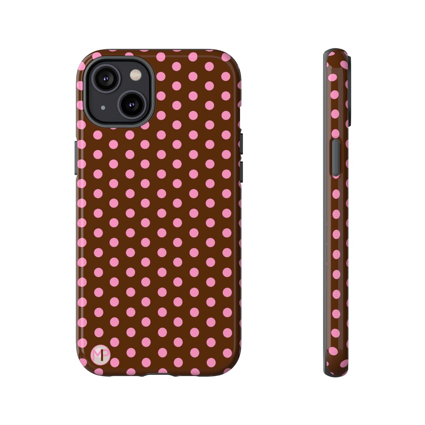 Polka Dot Tough Case — Brown with Pink Dots Phone Case