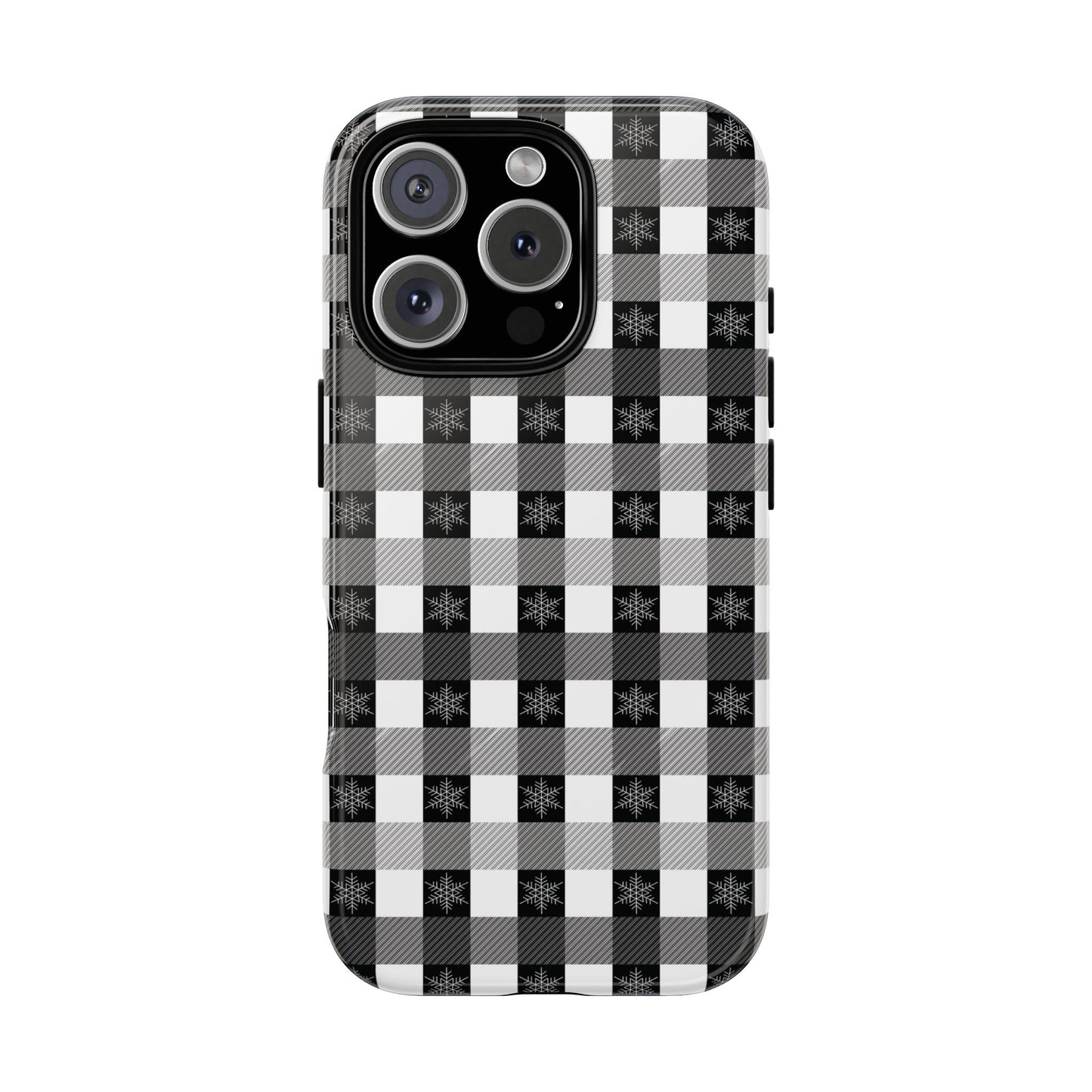 Buffalo Plaid Winter Phone Case — Black & White Checked Tough Case