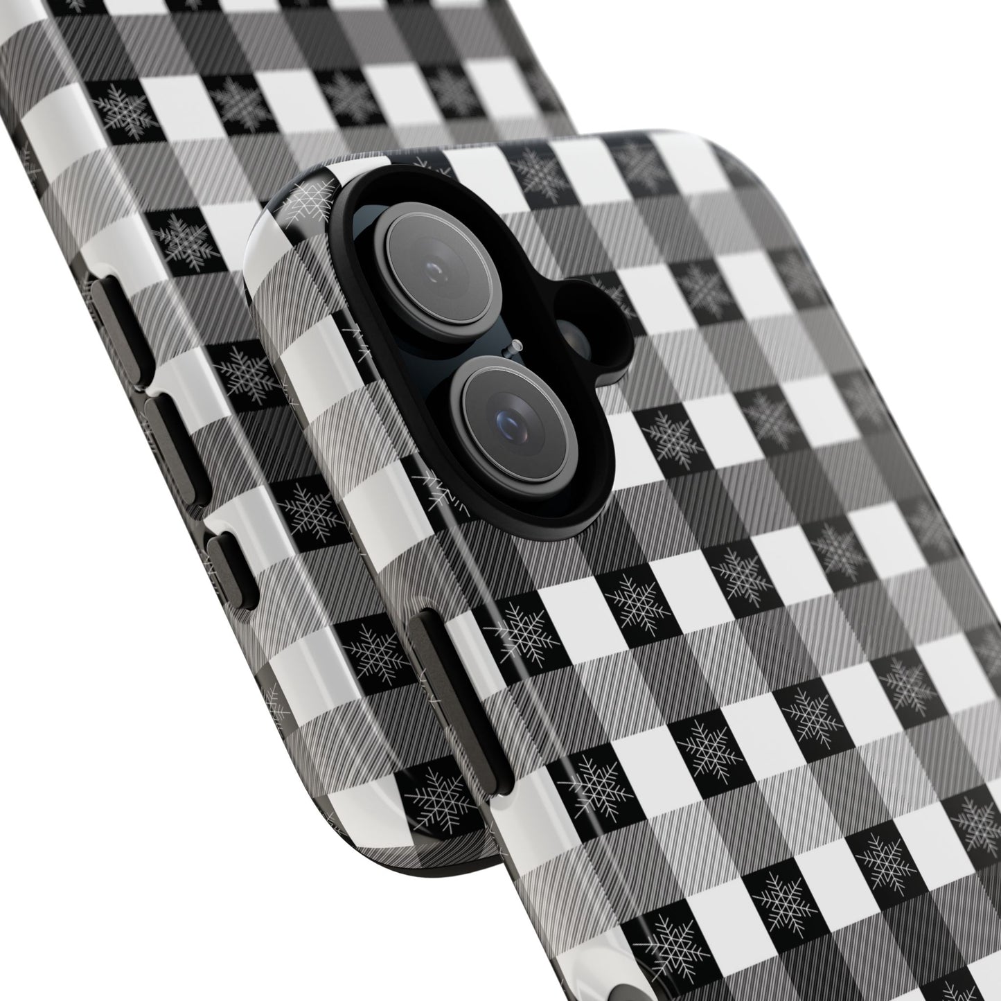 Buffalo Plaid Winter Phone Case — Black & White Checked Tough Case