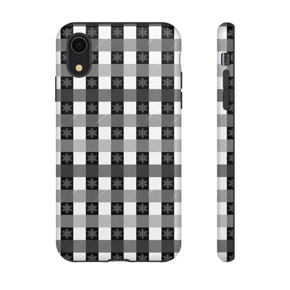 Buffalo Plaid Winter Phone Case — Black & White Checked Tough Case