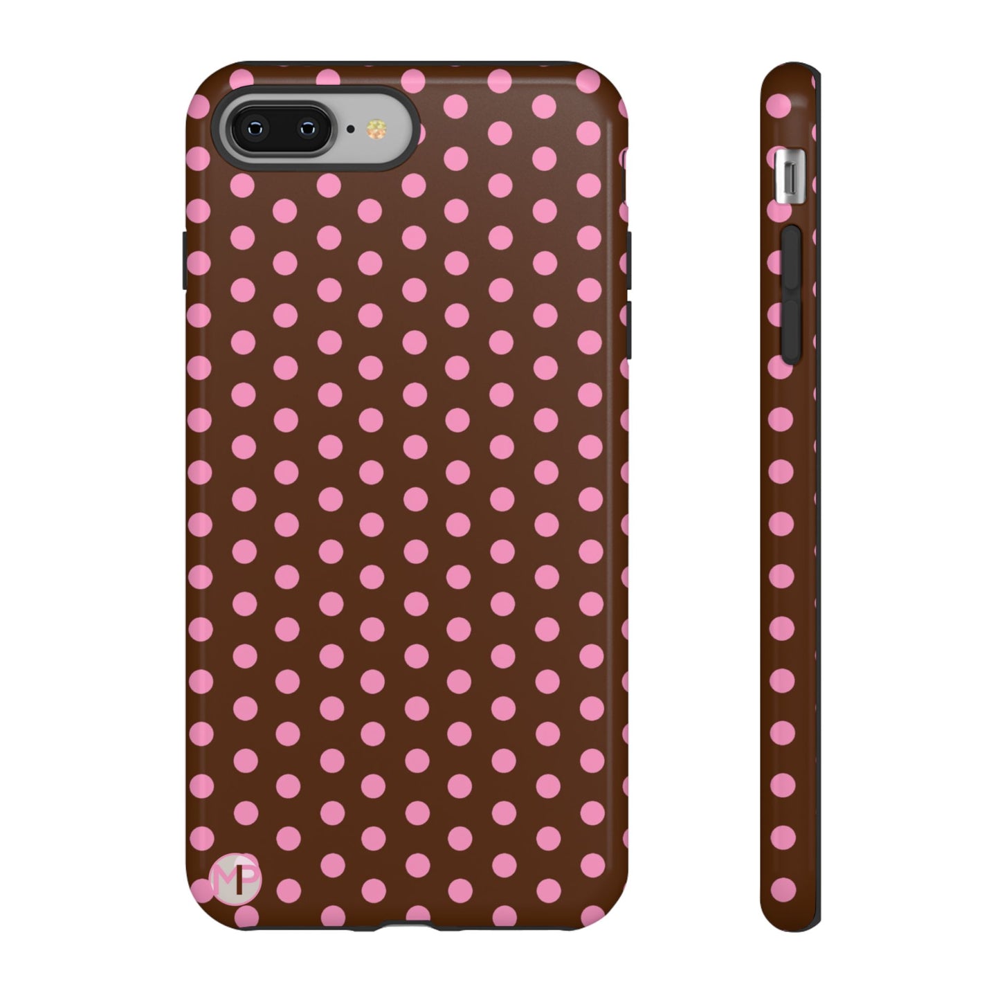 Polka Dot Tough Case — Brown with Pink Dots Phone Case