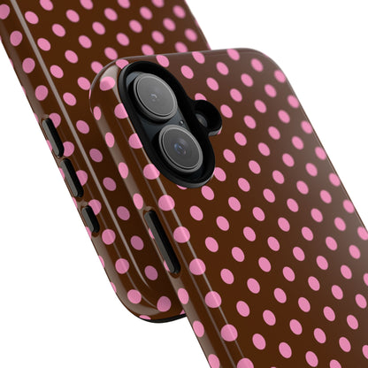 Polka Dot Tough Case — Brown with Pink Dots Phone Case