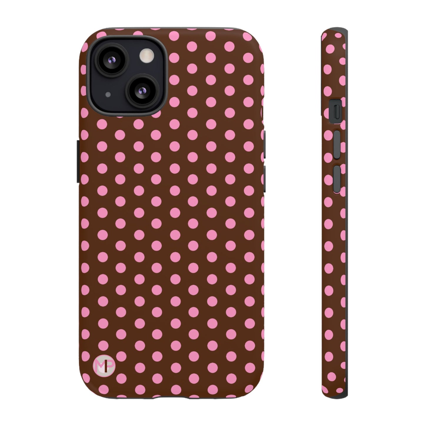 Polka Dot Tough Case — Brown with Pink Dots Phone Case