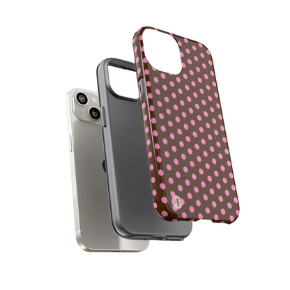 Polka Dot Tough Case — Brown with Pink Dots Phone Case