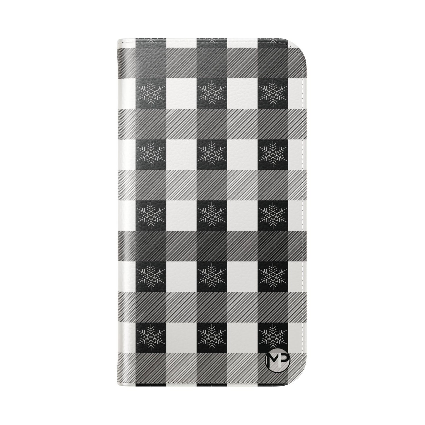Black Buffalo Check Flip Phone Case — Plaid Wallet Flip Case with Card Slots