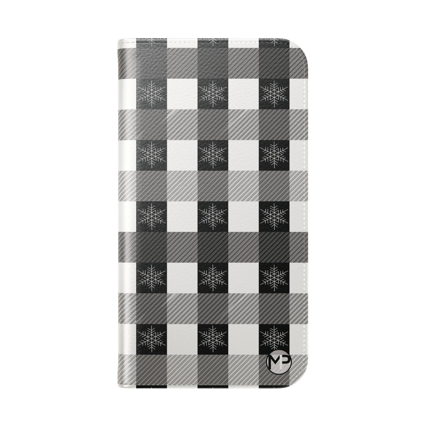 Black Buffalo Check Flip Phone Case — Plaid Wallet Flip Case with Card Slots