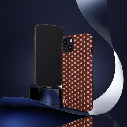 Polka Dot Tough Case — Brown with Pink Dots Phone Case