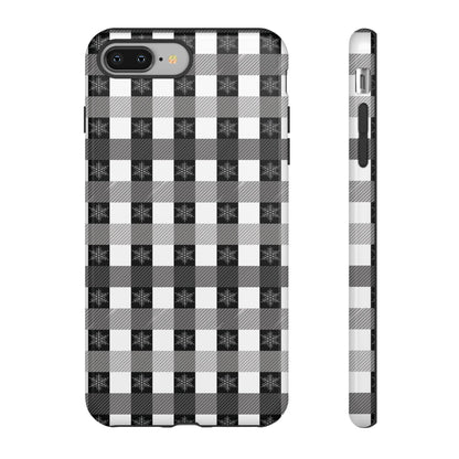 Buffalo Plaid Winter Phone Case — Black & White Checked Tough Case