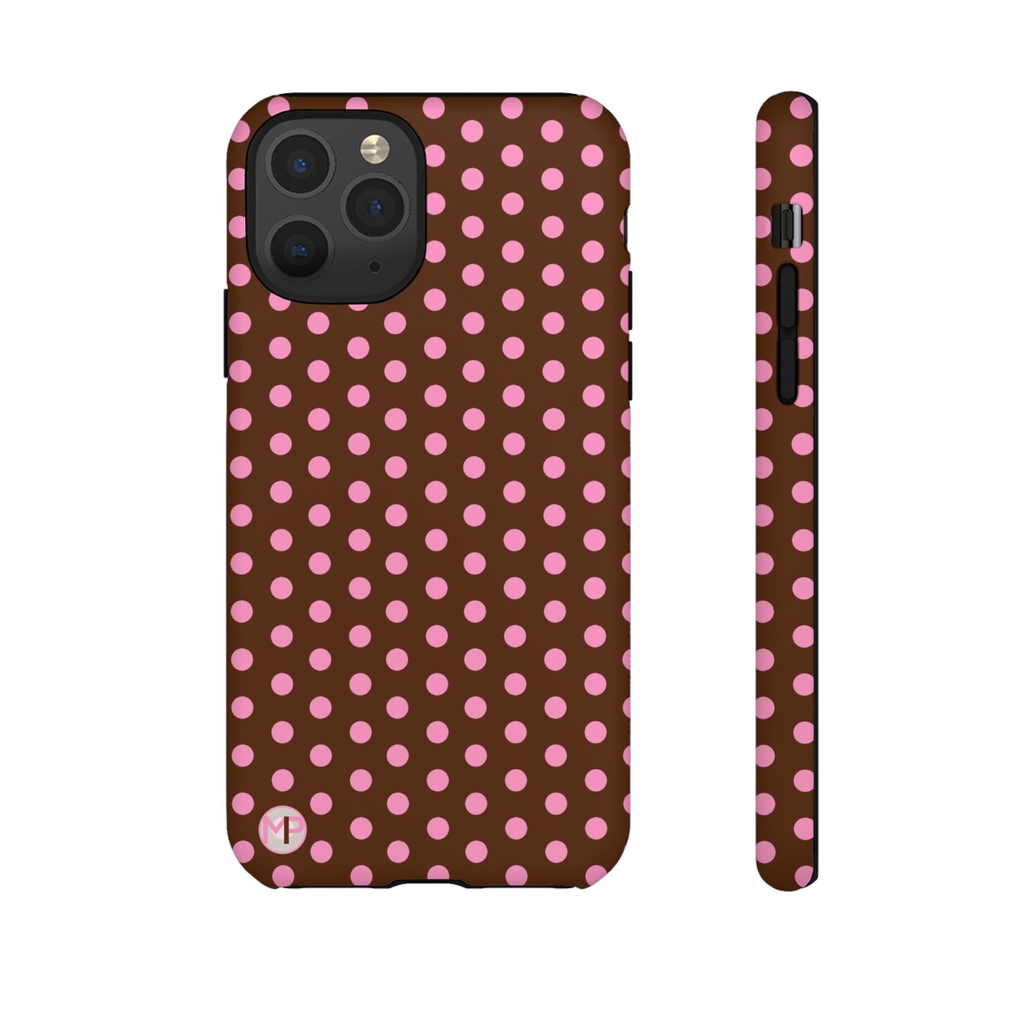 Polka Dot Tough Case — Brown with Pink Dots Phone Case