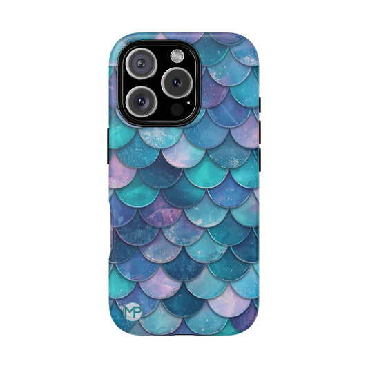 Teal blue mermaid Scale Tough Phone Case