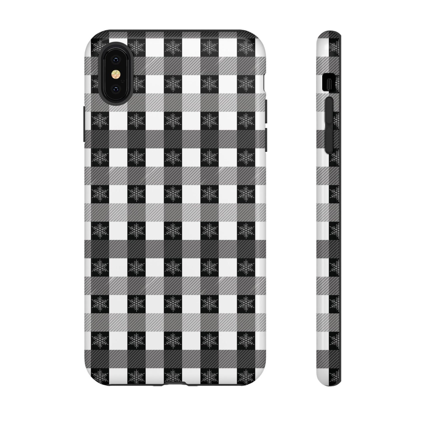 Buffalo Plaid Winter Phone Case — Black & White Checked Tough Case