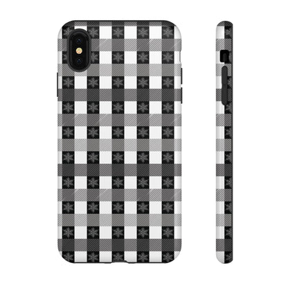 Buffalo Plaid Winter Phone Case — Black & White Checked Tough Case