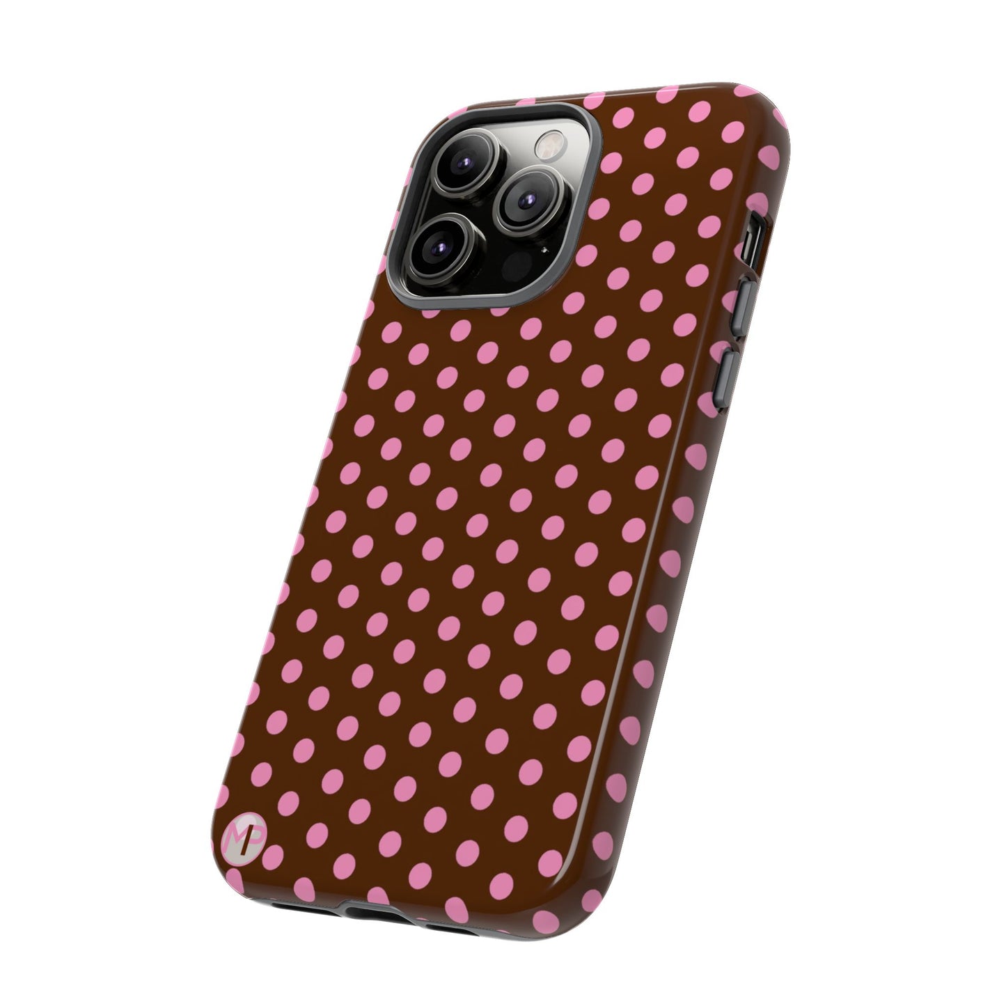 Polka Dot Tough Case — Brown with Pink Dots Phone Case