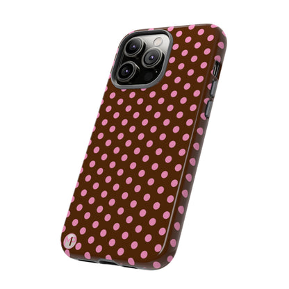 Polka Dot Tough Case — Brown with Pink Dots Phone Case