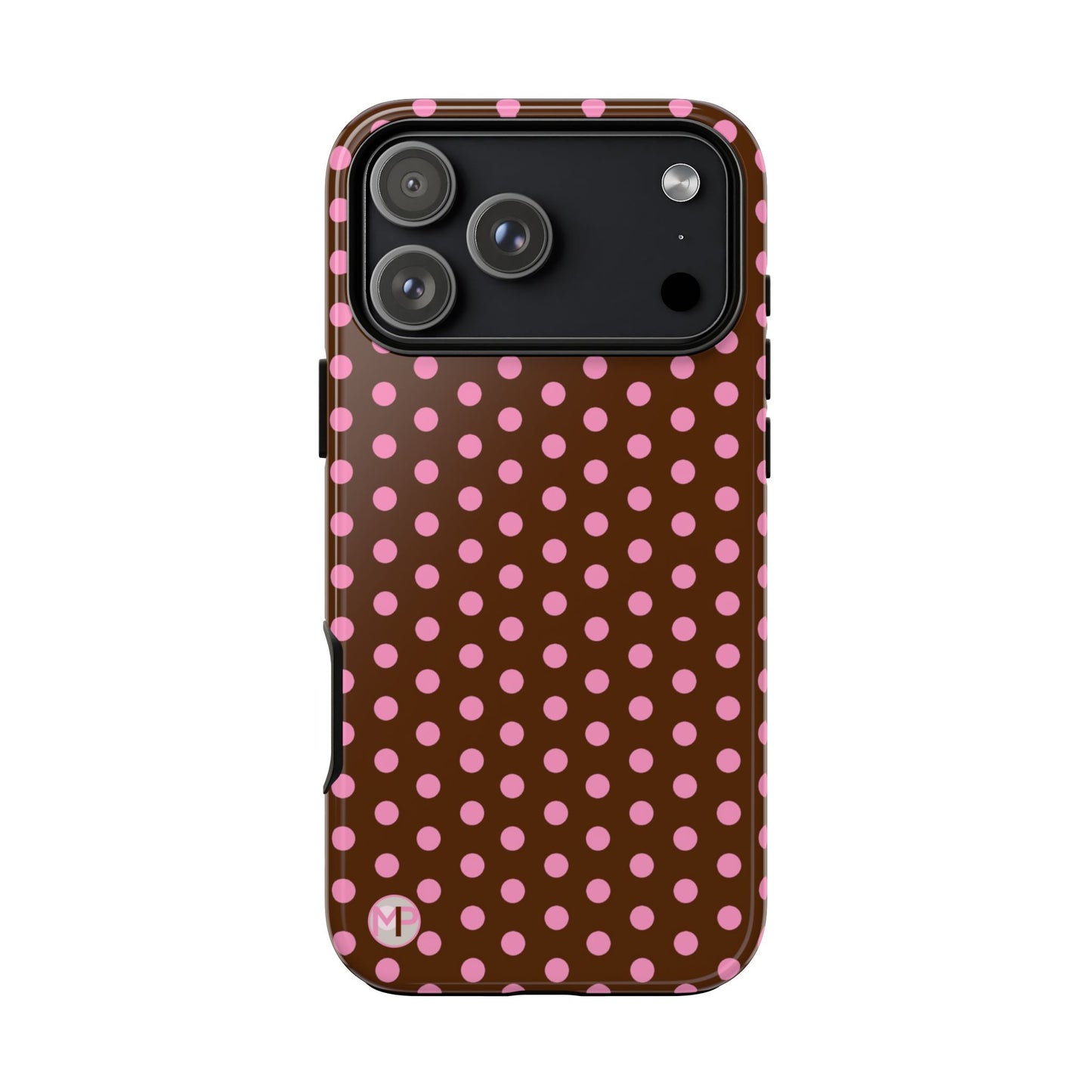 Polka Dot Tough Case — Brown with Pink Dots Phone Case