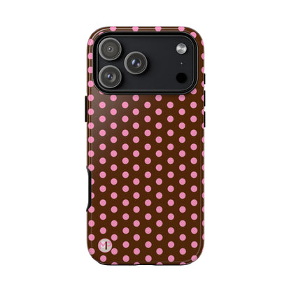 Polka Dot Tough Case — Brown with Pink Dots Phone Case