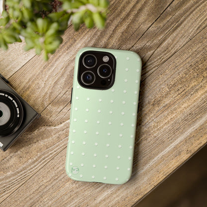 Mint Dot Tough Phone Case — Protective Polka Dot iPhone Cover