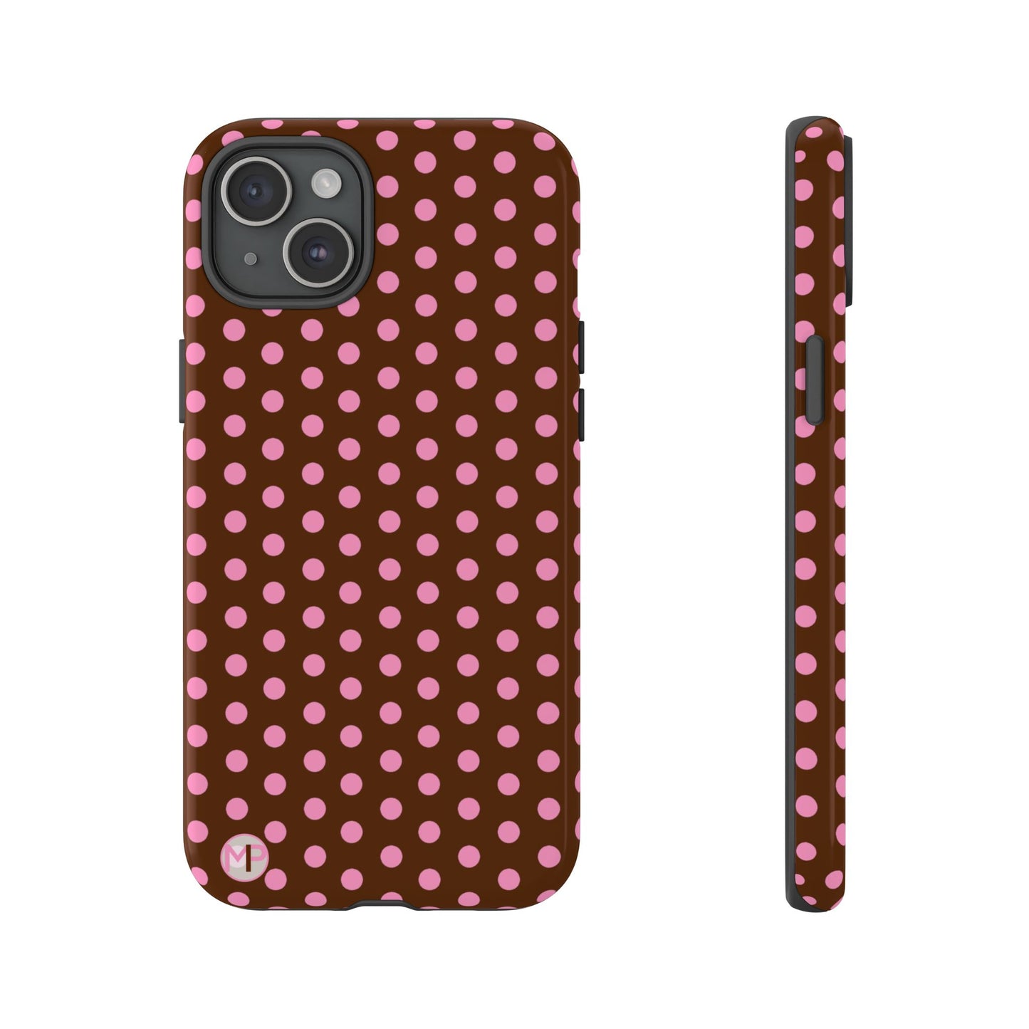 Polka Dot Tough Case — Brown with Pink Dots Phone Case