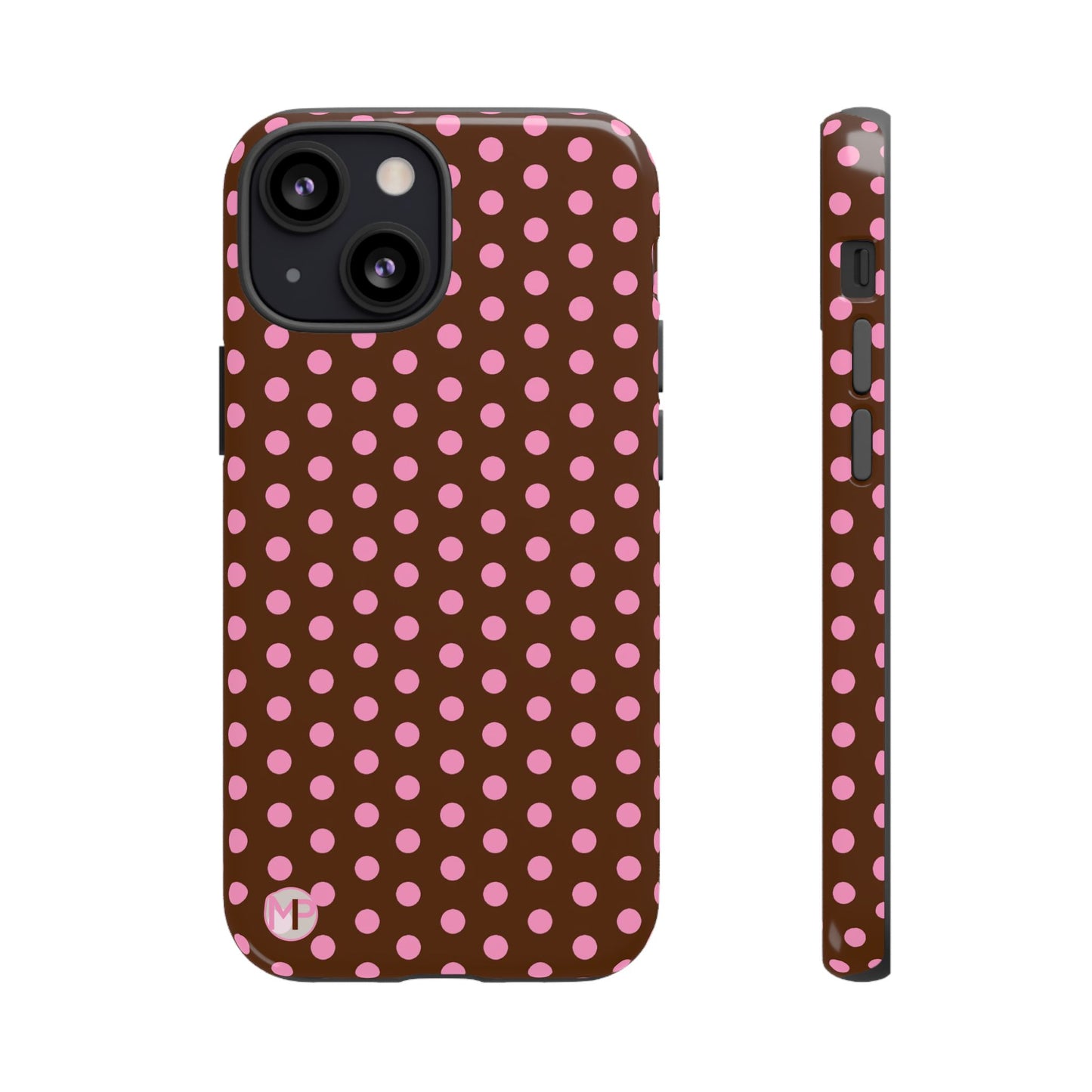 Polka Dot Tough Case — Brown with Pink Dots Phone Case