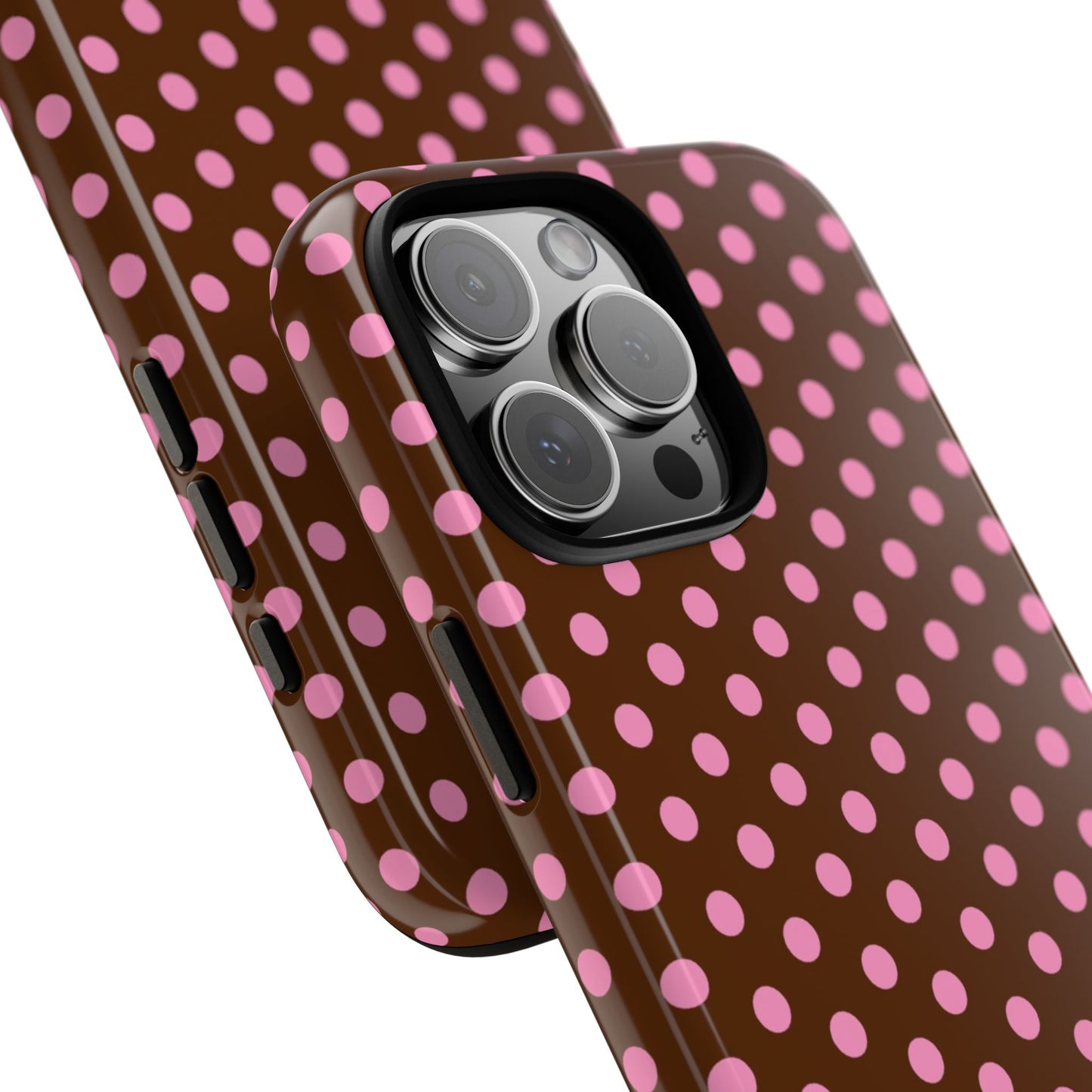 Polka Dot Tough Case — Brown with Pink Dots Phone Case