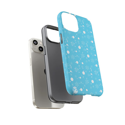Snowflake Pattern Tough Phone Case — Blue Winter Snow Dots Protective Cover