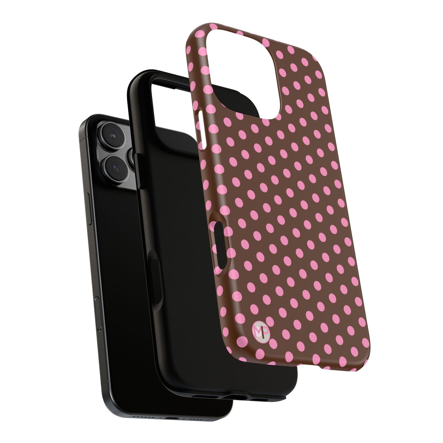 Polka Dot Tough Case — Brown with Pink Dots Phone Case
