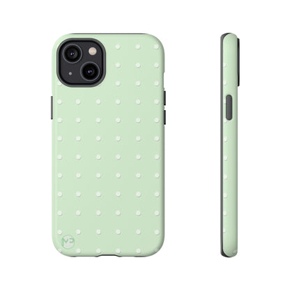 Mint Dot Tough Phone Case — Protective Polka Dot iPhone Cover