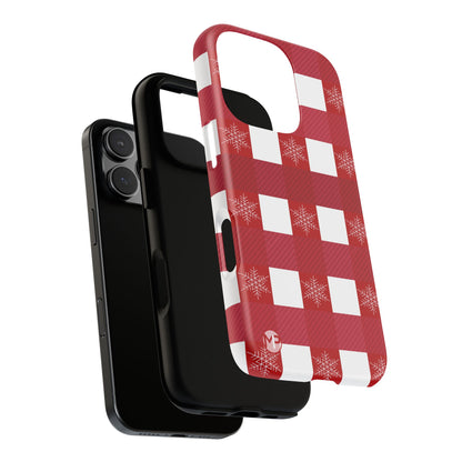 Holiday Red Buffalo Plaid Tough Phone Case — Snowflake Pattern