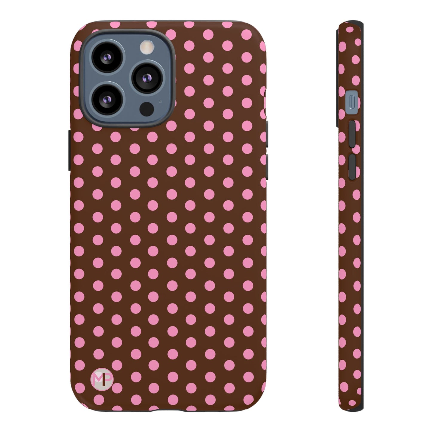Polka Dot Tough Case — Brown with Pink Dots Phone Case