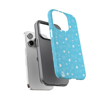 Snowflake Pattern Tough Phone Case — Blue Winter Snow Dots Protective Cover