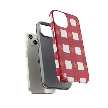Holiday Red Buffalo Plaid Tough Phone Case — Snowflake Pattern