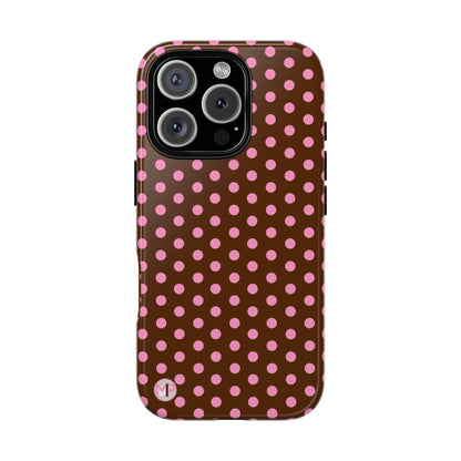 Polka Dot Tough Case — Brown with Pink Dots Phone Case