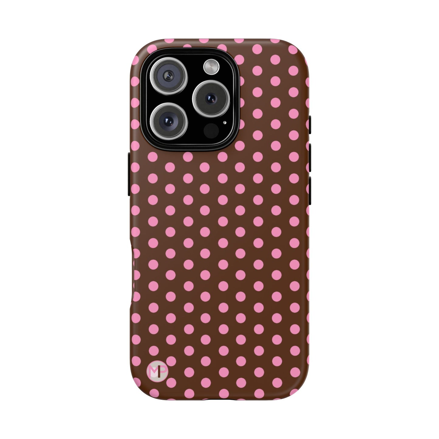 Polka Dot Tough Case — Brown with Pink Dots Phone Case
