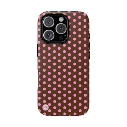 Polka Dot Tough Case — Brown with Pink Dots Phone Case