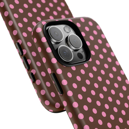 Polka Dot Tough Case — Brown with Pink Dots Phone Case