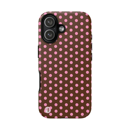 Polka Dot Tough Case — Brown with Pink Dots Phone Case