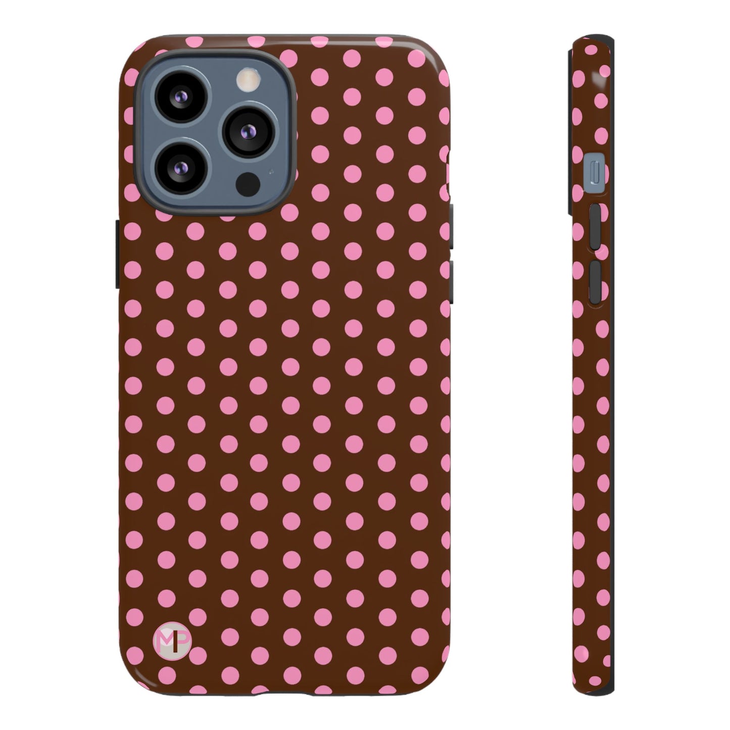 Polka Dot Tough Case — Brown with Pink Dots Phone Case