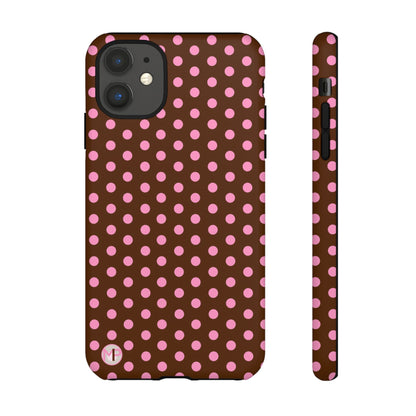 Polka Dot Tough Case — Brown with Pink Dots Phone Case