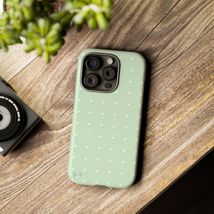 Mint Dot Tough Phone Case — Protective Polka Dot iPhone Cover