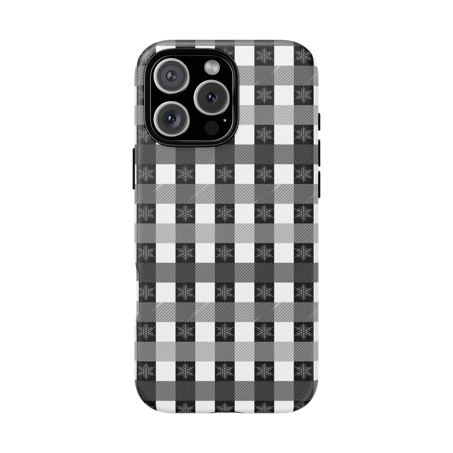 Buffalo Plaid Winter Phone Case — Black & White Checked Tough Case