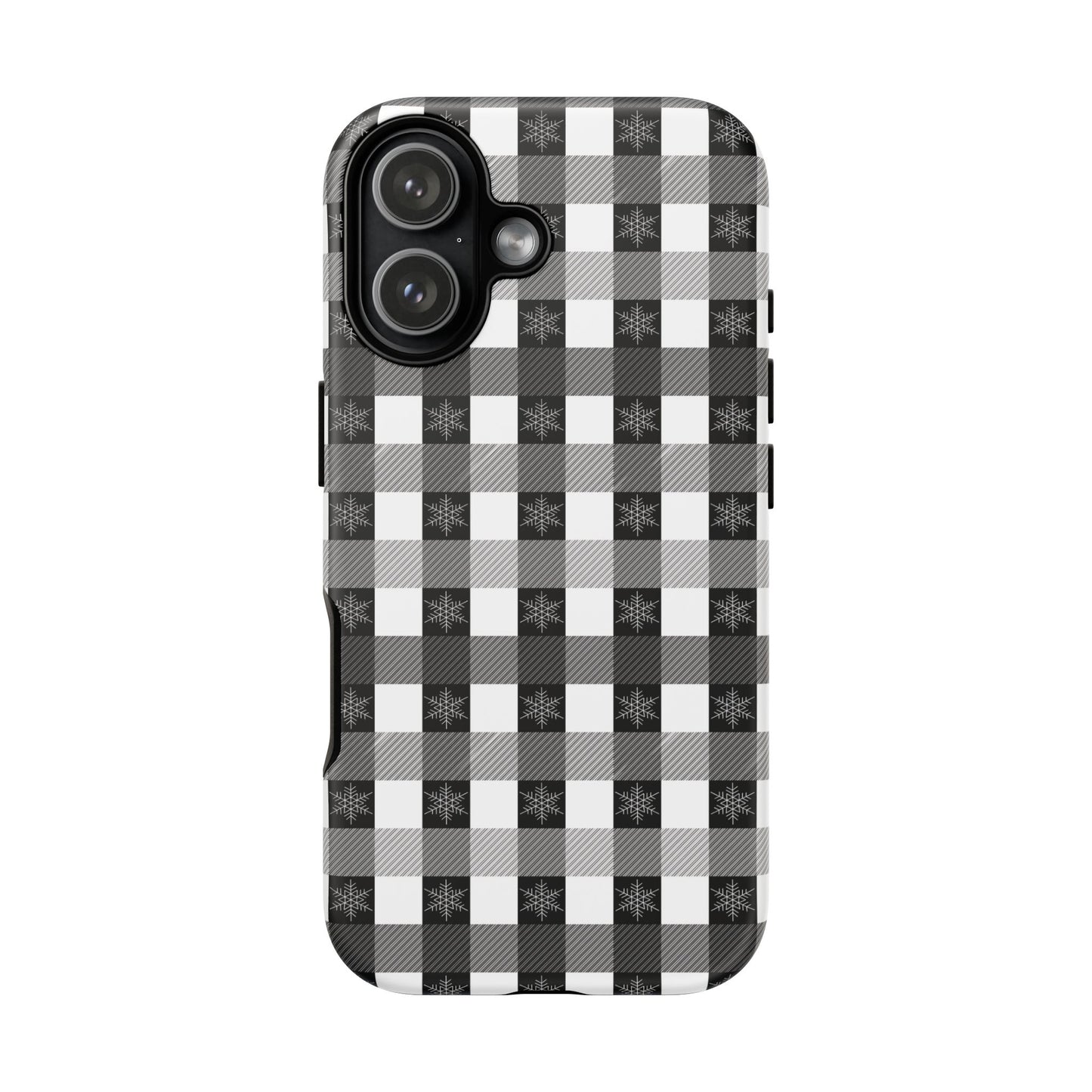 Buffalo Plaid Winter Phone Case — Black & White Checked Tough Case