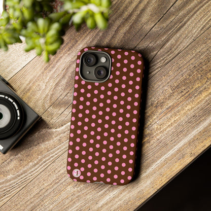 Polka Dot Tough Case — Brown with Pink Dots Phone Case