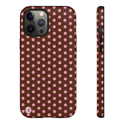 Polka Dot Tough Case — Brown with Pink Dots Phone Case