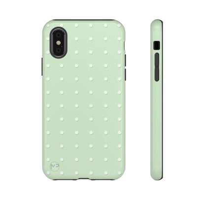 Mint Dot Tough Phone Case — Protective Polka Dot iPhone Cover