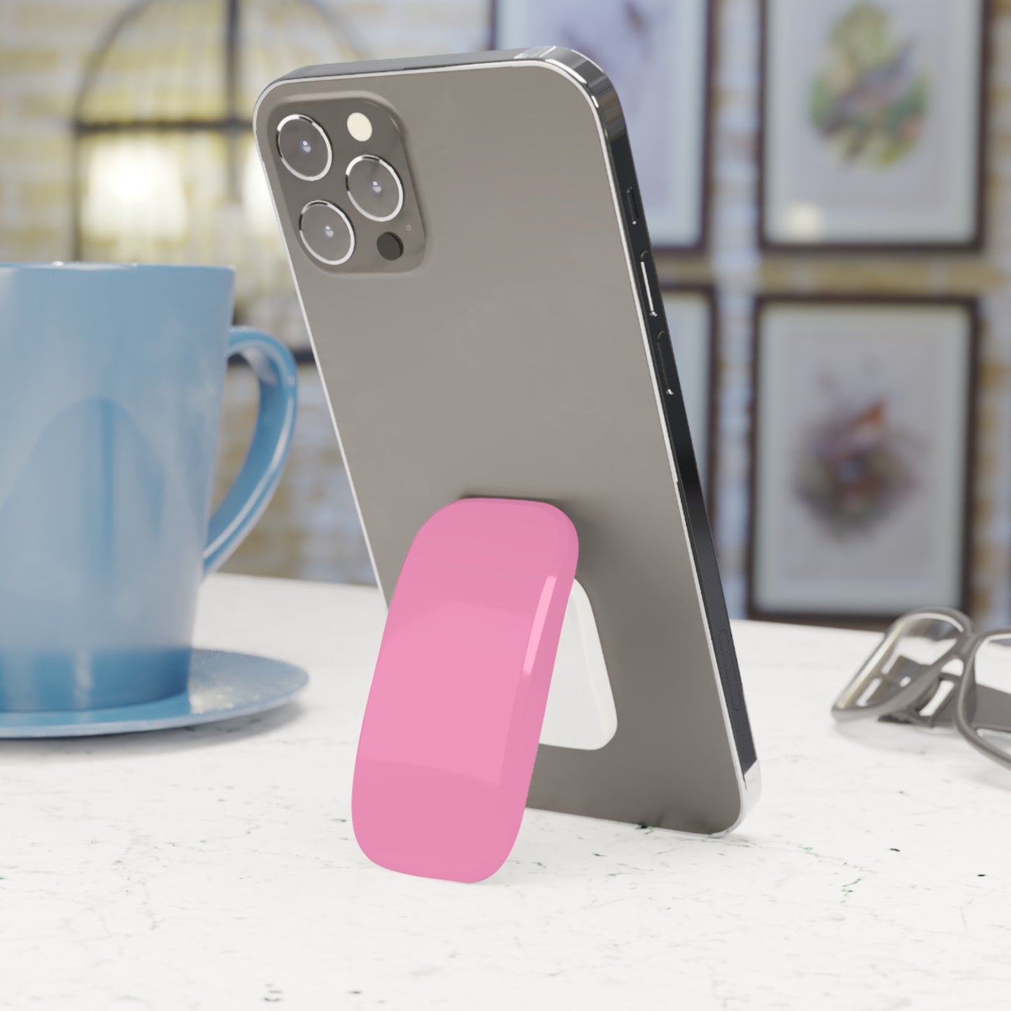 Pink Click-On Phone Grip & Stand — Slim Pop-Out Phone Holder