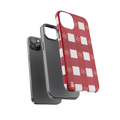 Holiday Red Buffalo Plaid Tough Phone Case — Snowflake Pattern