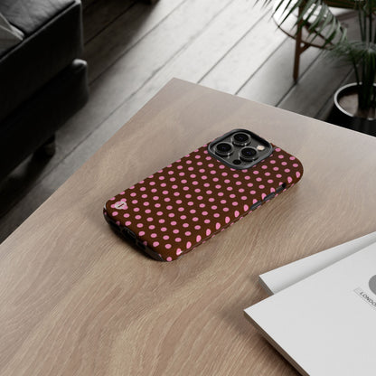 Polka Dot Tough Case — Brown with Pink Dots Phone Case